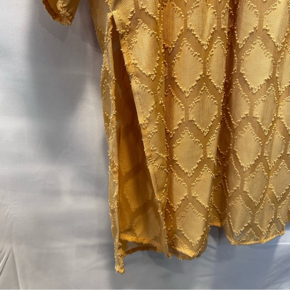 Boho Chic Beachy Butter Yellow Sheer Tie Front Kimono Cover Up Size 3X - Picture 4 of 4